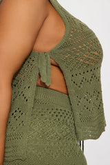 Sandy Beaches Crochet Short Set - Olive