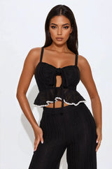 Marbella Peplum Pant Set - Black