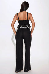 Marbella Peplum Pant Set - Black