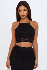 Frances Crochet Maxi Skirt Set - Black
