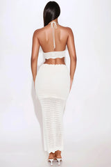Del Mar Crochet Maxi Skirt Set - Cream