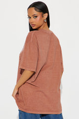 Taurus Energy Washed Oversized Tee - Brown