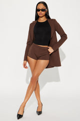 Cindy Blazer And Micro Short Set - Chocolate