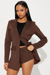 Cindy Blazer And Micro Short Set - Chocolate