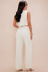 Melody Tweed Pant Set - Cream