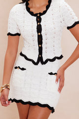 Monte Sweater Skirt Set - Off White/combo