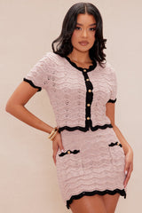 Monte Sweater Skirt Set - Pink/combo
