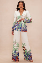 Tropicana Blazer Suit Set - Cream/combo