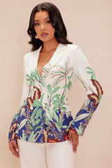 Tropicana Blazer Suit Set - Cream/combo