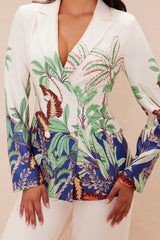 Tropicana Blazer Suit Set - Cream/combo