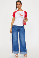 Coastline Delight Raglan Baby Tee - Red/combo