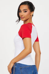 Coastline Delight Raglan Baby Tee - Red/combo