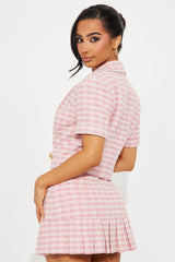 Baby Doll 3 Piece Plaid Mini Skirt Set  - Pink/combo