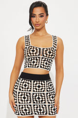 Rhea Crochet Skirt Set - Black/White