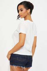 Lucky Girl Social Club Baby Tee - Cream