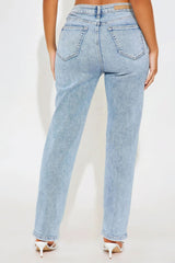 Uptown High Rise Straight Leg Denim Jeans - Medium Wash