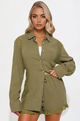 Layla Lace Short Set - Olive