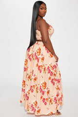 Devoted To Me Floral Skirt Set - Peach