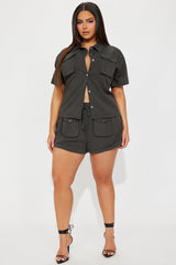 Chloe Cargo Short Set - Charcoal