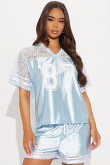 Game Changer Satin Short Set - Light Blue