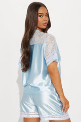 Game Changer Satin Short Set - Light Blue