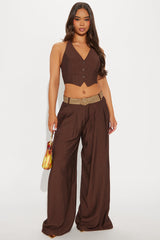 Jamie Linen Pant Set - Brown