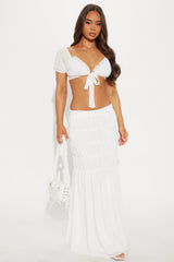 On My Mind Chiffon Skirt Set - White