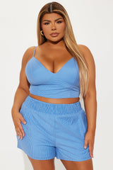 Polly 3 Piece Short Set - Blue/combo