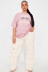 Accept Change 555 Washed Oversized Tee - Mauve