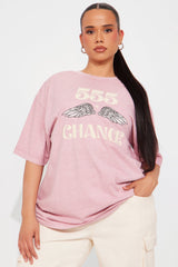 Accept Change 555 Washed Oversized Tee - Mauve