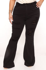 Money Moves Stretch Flare Jeans - Black