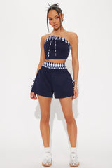 Picnic With Me Boxer Short Set - Navy
