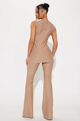 Like A Boss Pinstripe Vest And Pant Set - Taupe