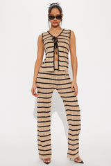 Ocean Breeze Pant Set - Taupe/combo