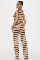Ocean Breeze Pant Set - Taupe/combo