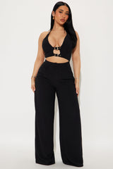 Rosaline Buckle Pant Set - Black