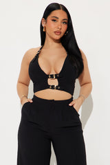 Rosaline Buckle Pant Set - Black