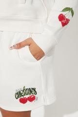 Tasty Cherries Fleece Short Set - Ivory