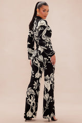 Aubrey Floral Blazer Set - Black/combo