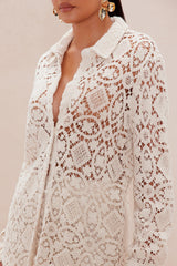 Catalina Crochet Flare Pant Set - Cream
