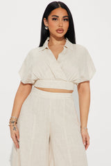 Lucky Day Linen Pant Set - Oatmeal