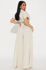 Lucky Day Linen Pant Set - Oatmeal