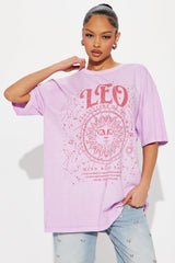 Leo Energy Washed Oversized Tee - Violet