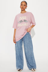 Accept Change 555 Washed Oversized Tee - Mauve