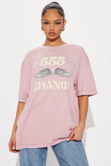 Accept Change 555 Washed Oversized Tee - Mauve