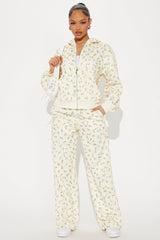 Fiona Floral Graphic Pant Set - Yellow