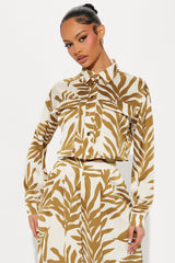 Tropical Moment Satin Pant Set  - Green/combo
