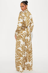 Tropical Moment Satin Pant Set  - Green/combo