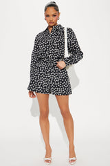 In A Floral Mood Short Set - Black