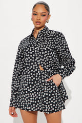 In A Floral Mood Short Set - Black